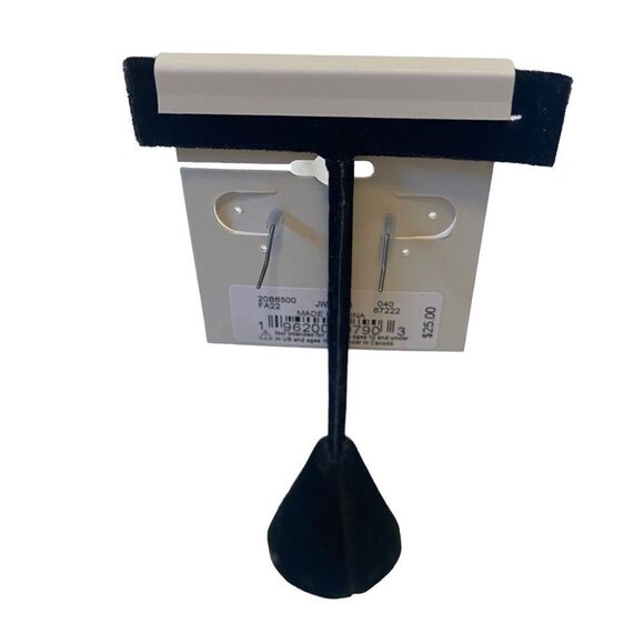 Matte Silver & Dk Blue Crystal Daisy Drop Earrings. - Picture 4 of 6